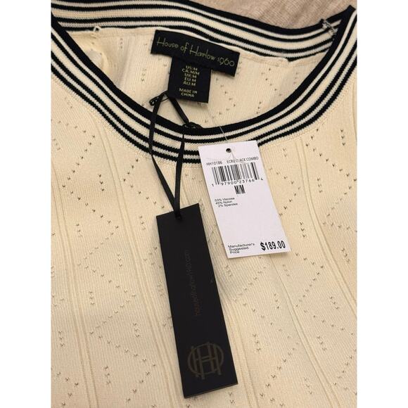 NWT House of Harlow 1960 Nicole Richie Ecru and Black Knit 2 piece casual set - Picture 2 of 11